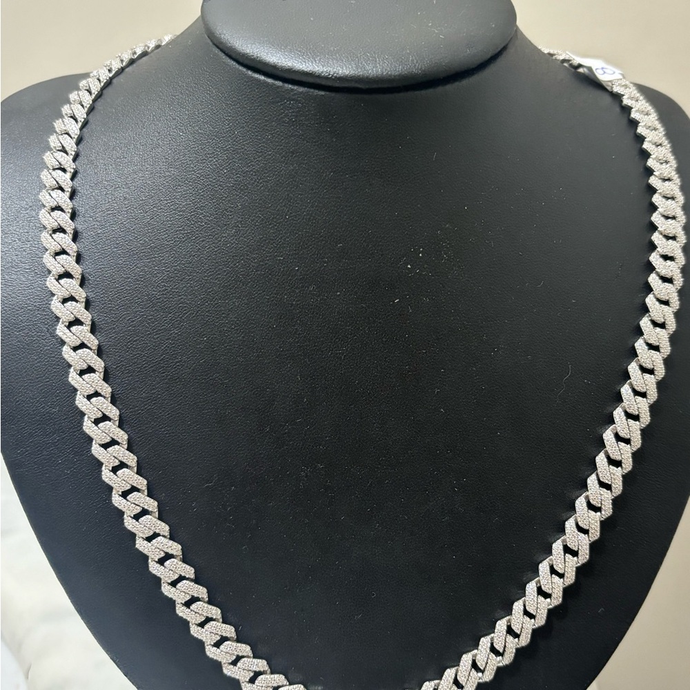 Genuine 925 Sterling Silver Iced Out Cuban Necklace & Bracelet Set - Picture 4 of 6